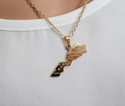 Maroc/Morocco Map Necklace