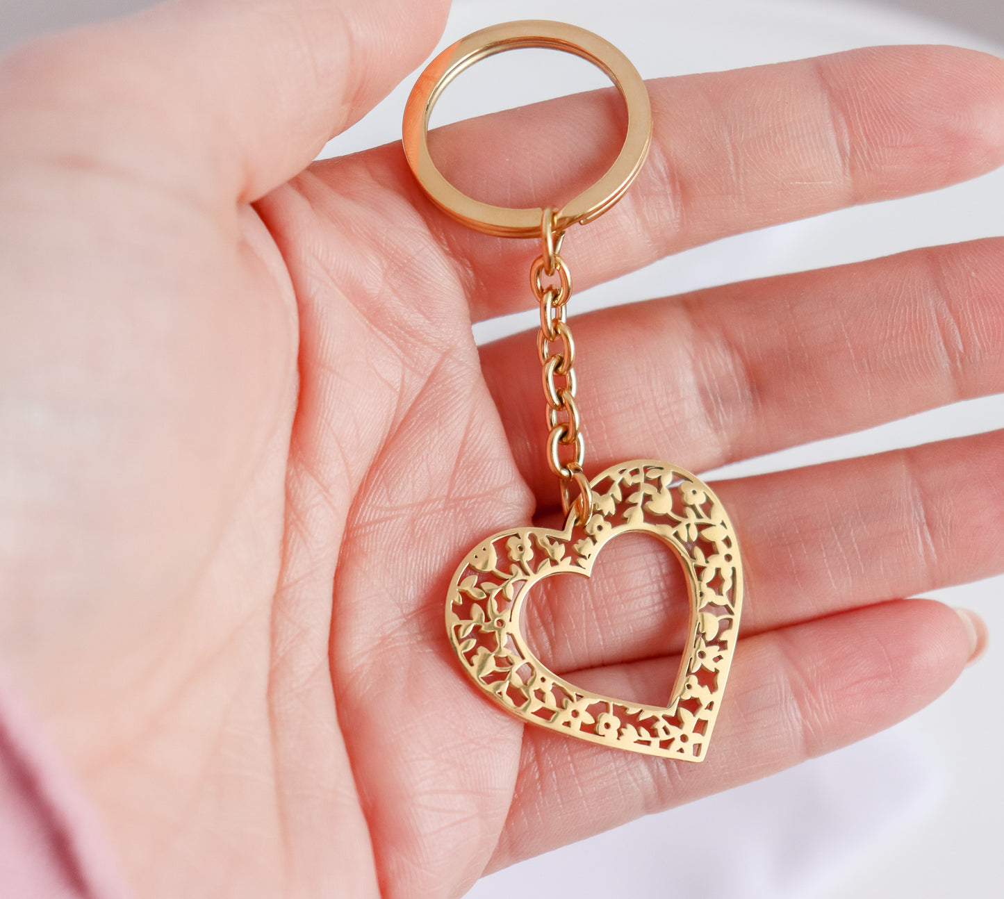 Floral Heart Necklace or Keychain