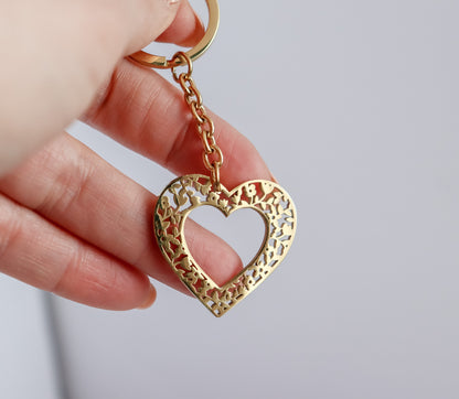 Floral Heart Necklace or Keychain