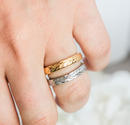 Feather Pattern Band Ring