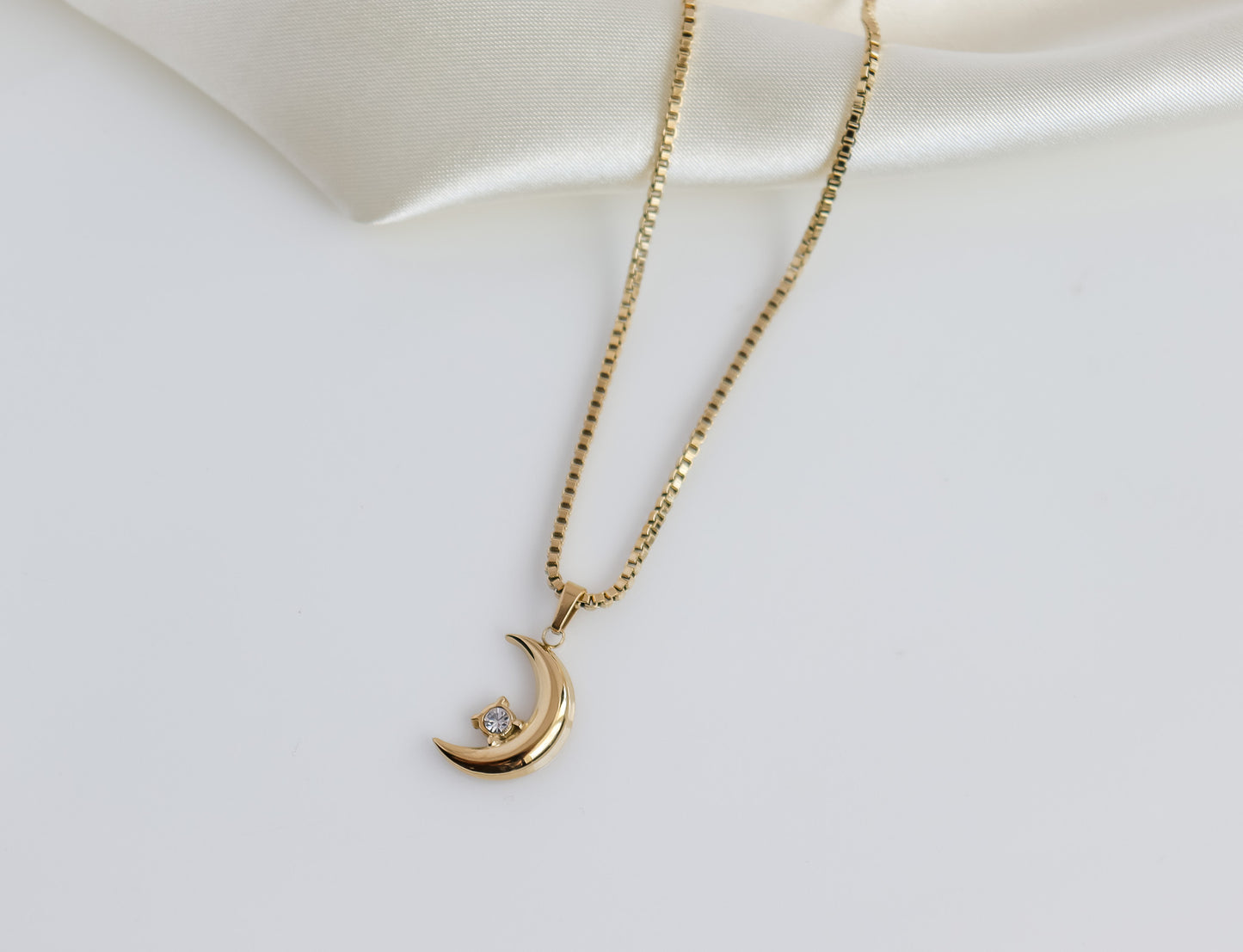 Zircon Star & Crescent Moon Necklace