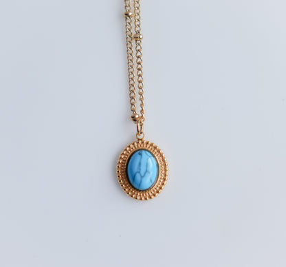 Colour Stone Pendant Necklace