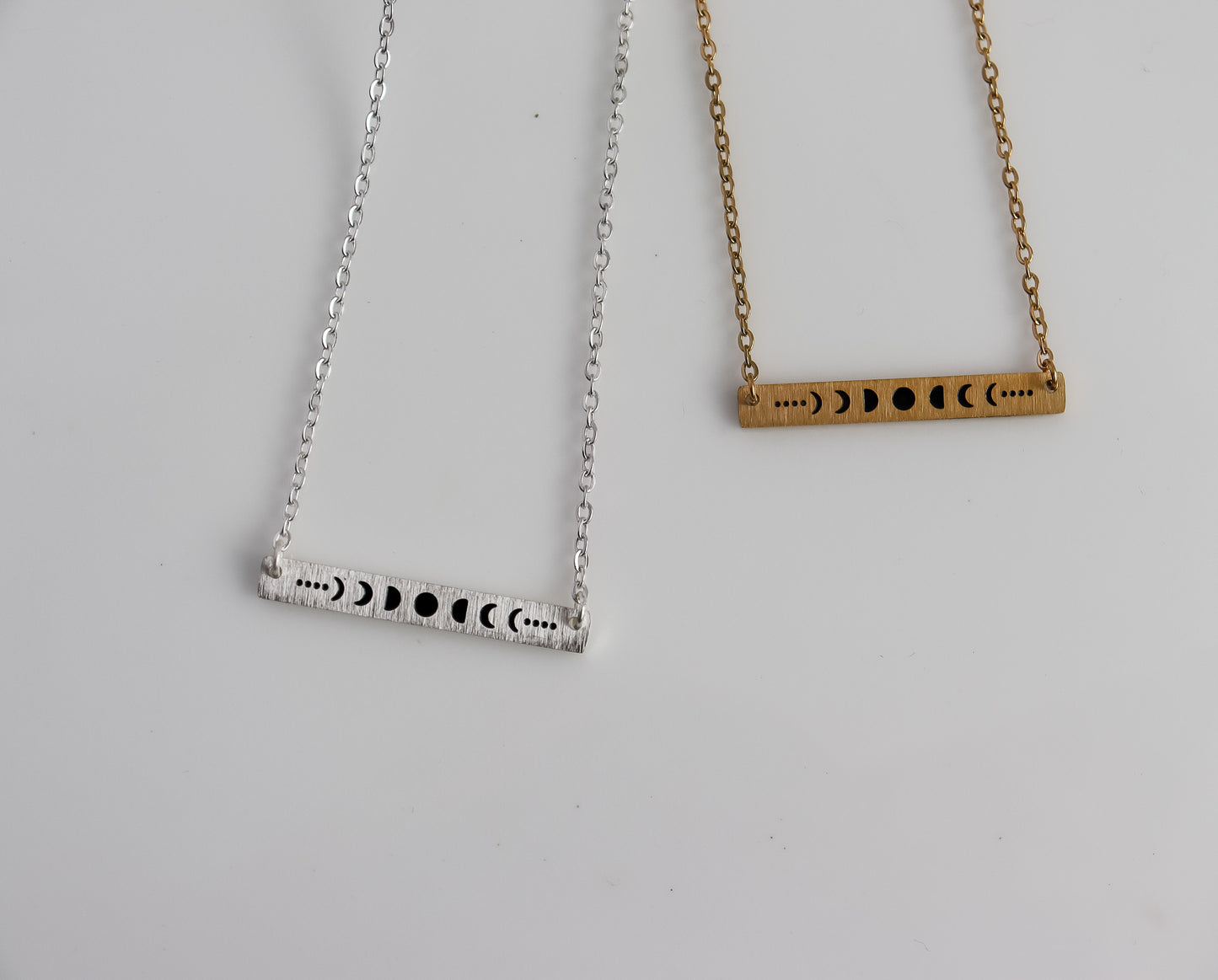 Moon Phases Black Ink Bar Necklace