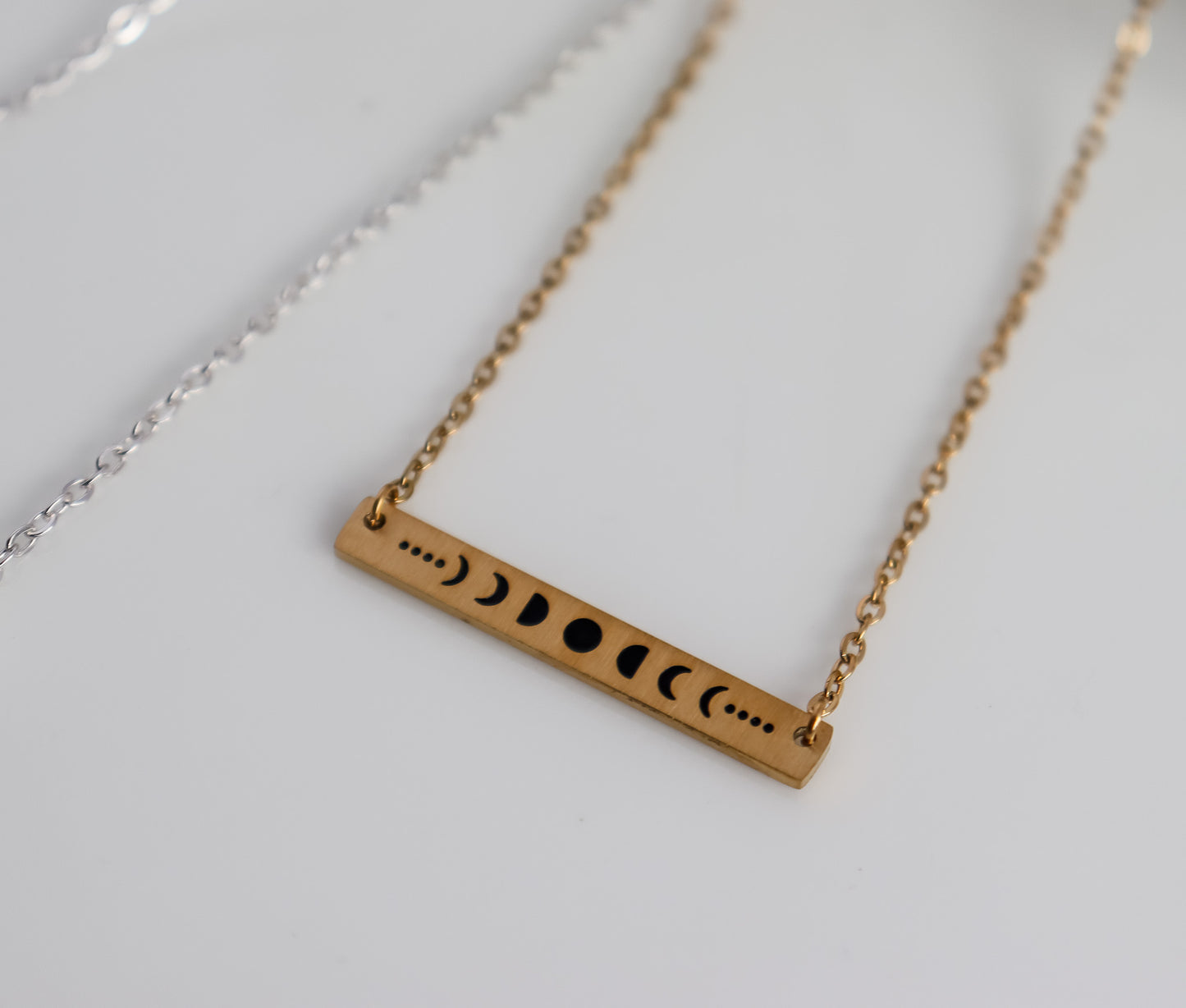 Moon Phases Black Ink Bar Necklace