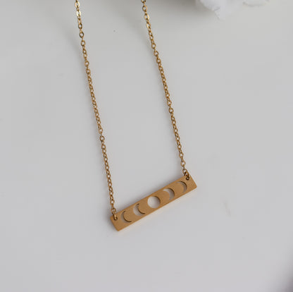 Moon Phases Cutout Bar Necklace