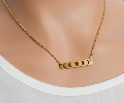 Moon Phases Cutout Bar Necklace