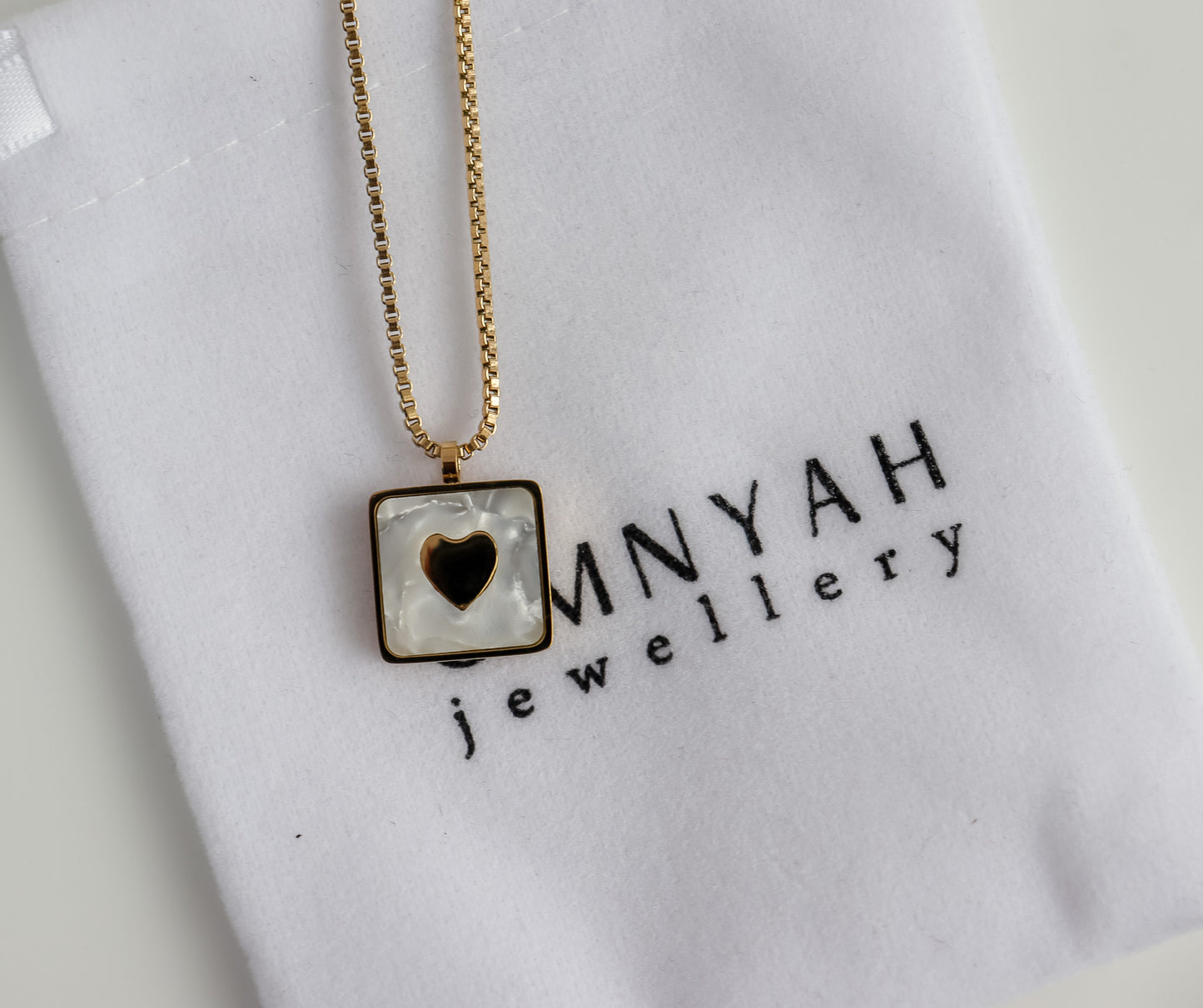 Pearl Heart Square Necklace