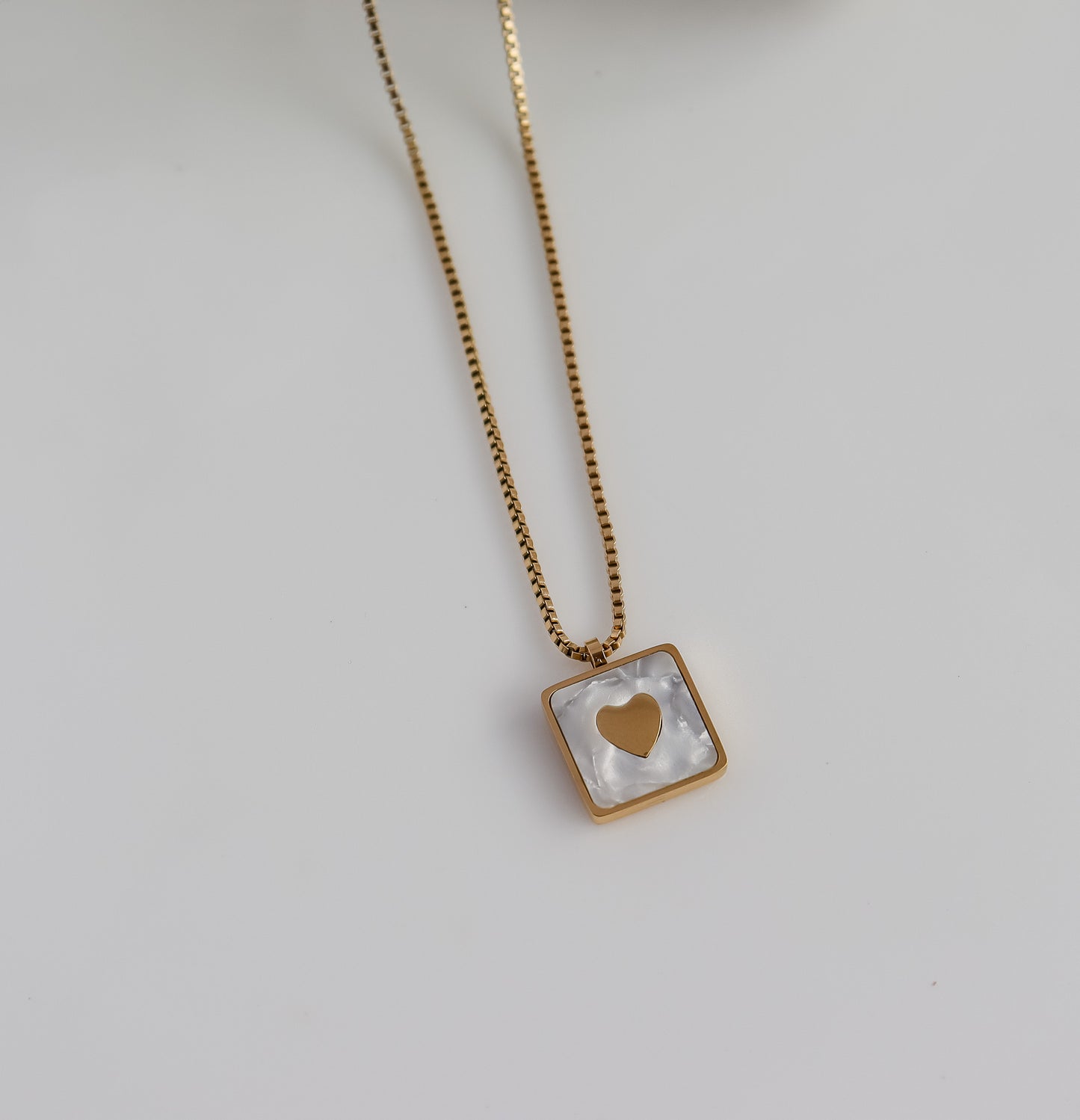 Pearl Heart Square Necklace