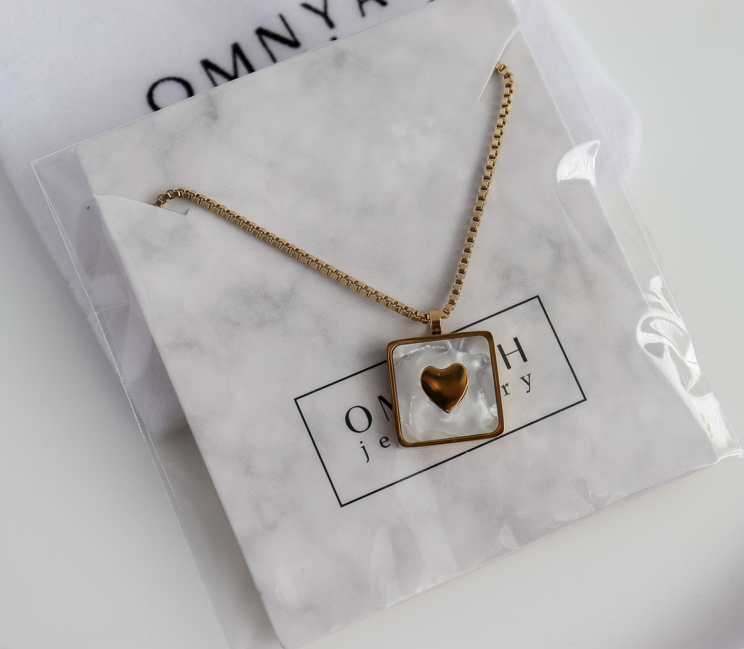 Pearl Heart Square Necklace