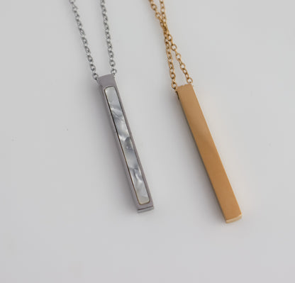 Pearl Accent 3D Bar Necklace