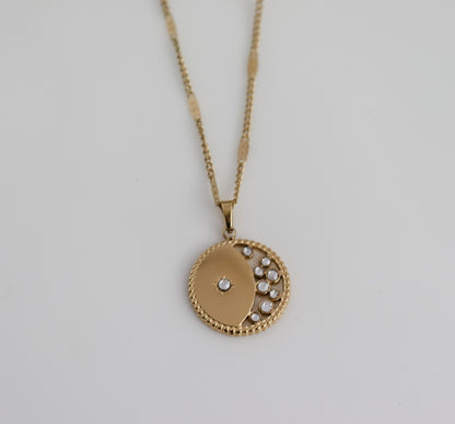 Studded Crescent Necklace