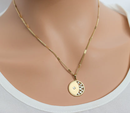 Studded Crescent Necklace