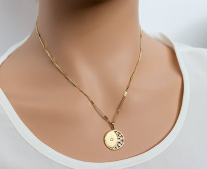 Studded Crescent Necklace