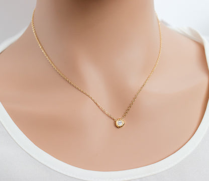 Simple Zircon/ Pearl Pendant Necklace