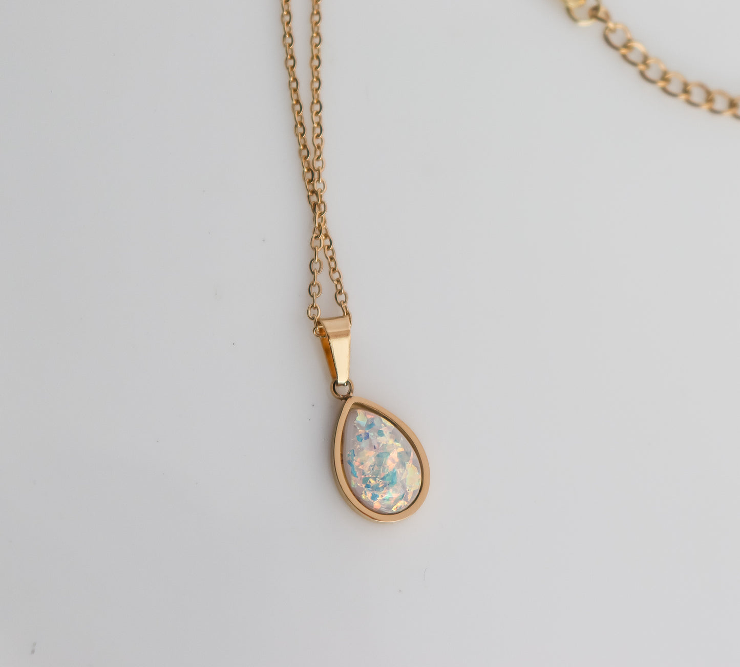 Opal Teardrop Pendant Necklace