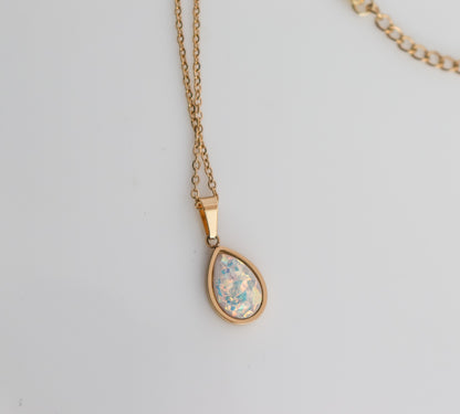 Opal Teardrop Pendant Necklace