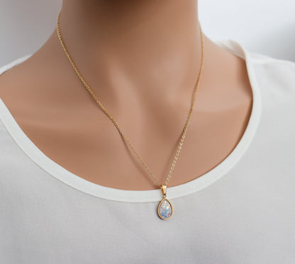 Opal Teardrop Pendant Necklace