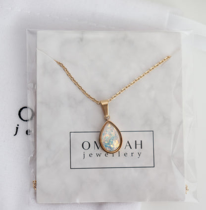 Opal Teardrop Pendant Necklace