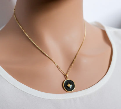 Northern Star Black Resin Pendant Necklace