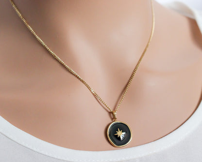 Northern Star Black Resin Pendant Necklace