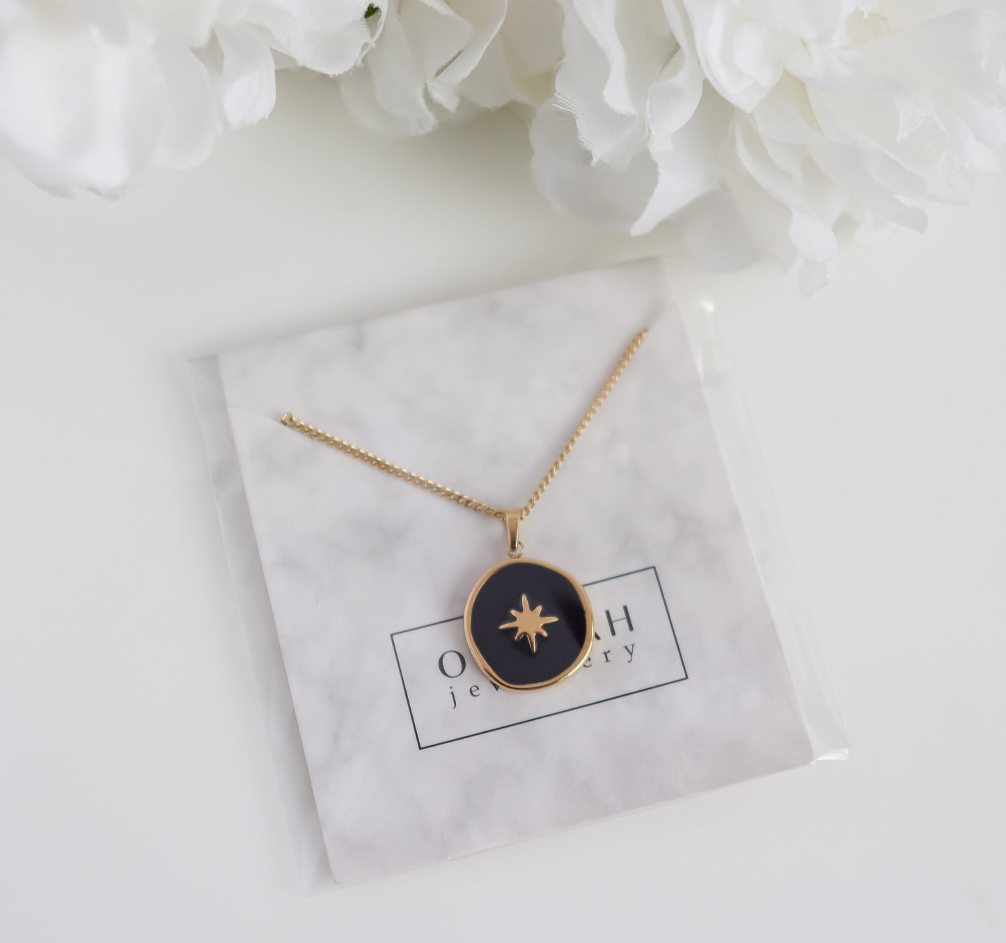 Northern Star Black Resin Pendant Necklace