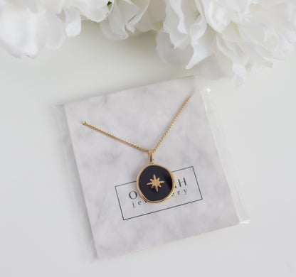 Northern Star Black Resin Pendant Necklace