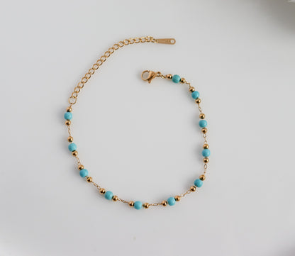 Turquoise Bead Chain Bracelet