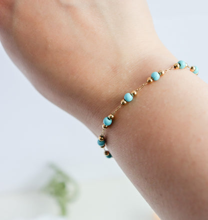 Turquoise Bead Chain Bracelet