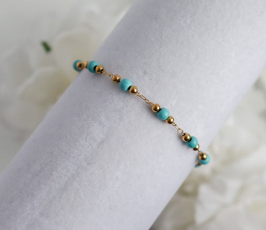 Turquoise Bead Chain Bracelet