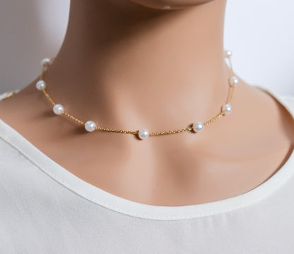 Dotted Pearl Chain Necklace