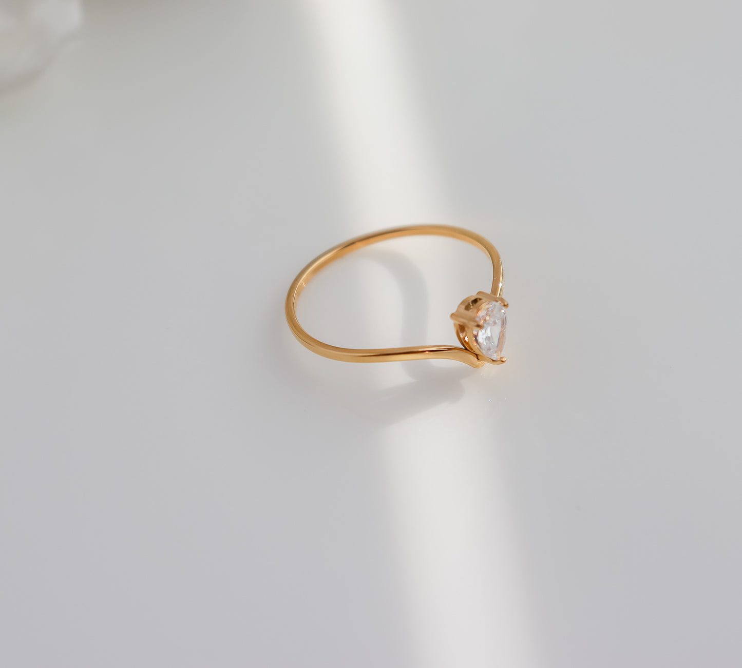 Wishbone & Teardrop Gem Ring