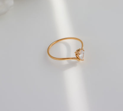 Wishbone & Teardrop Gem Ring