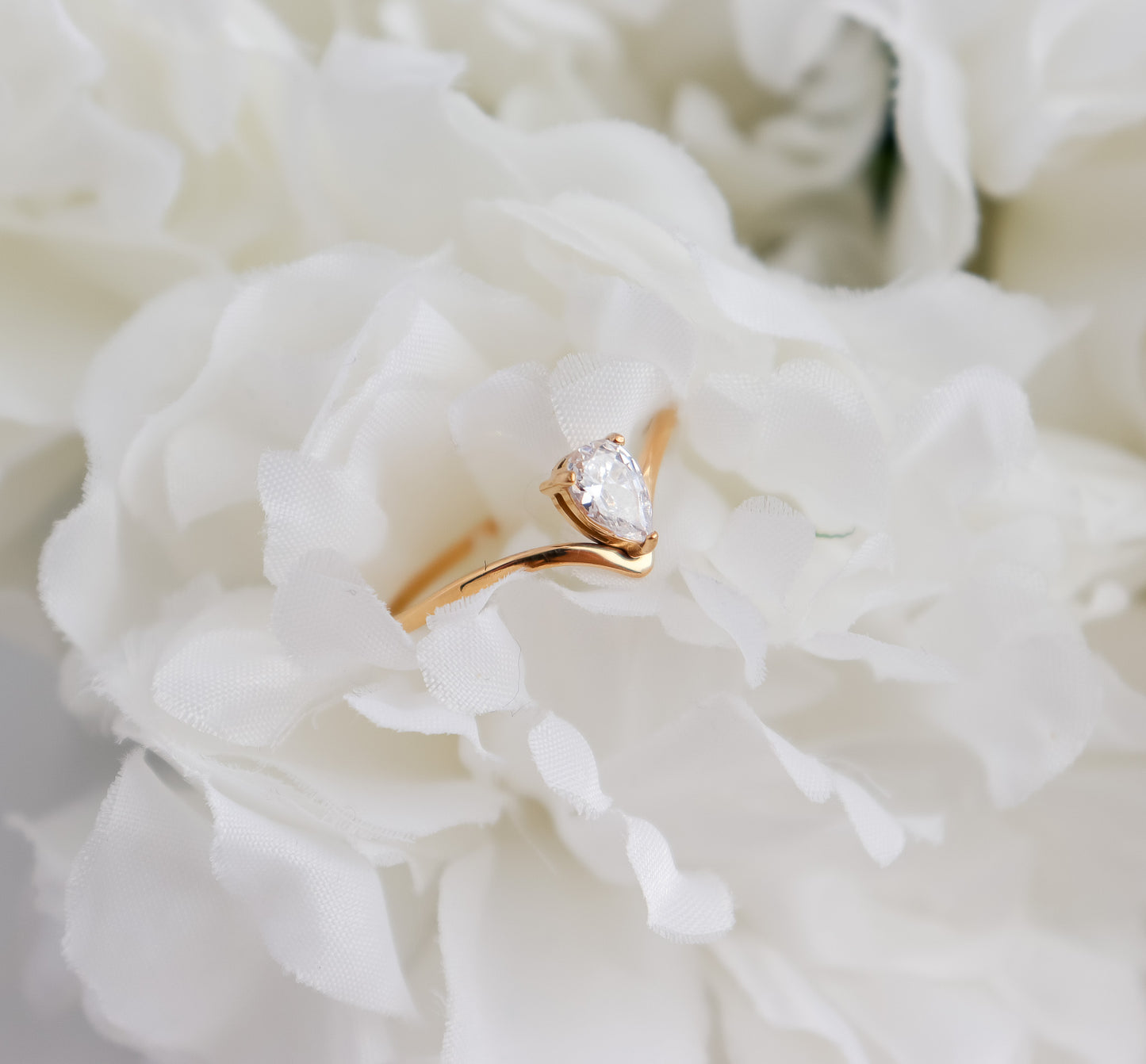 Wishbone & Teardrop Gem Ring