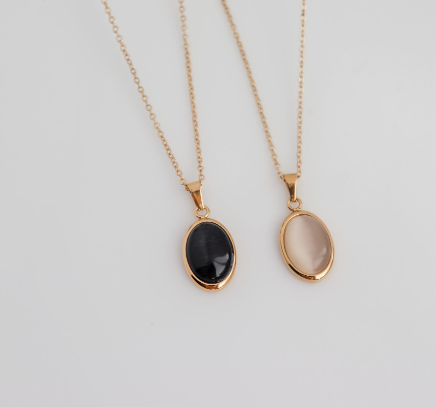 Oval Onyx/Opal Pendant Necklace