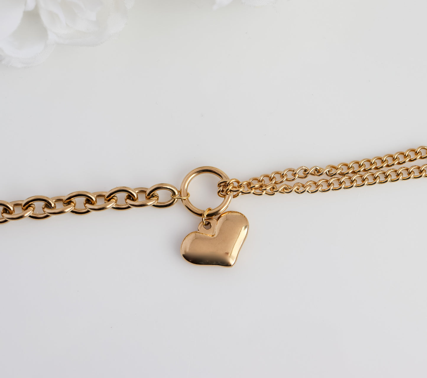 Mix Chains Heart Charm Bracelet