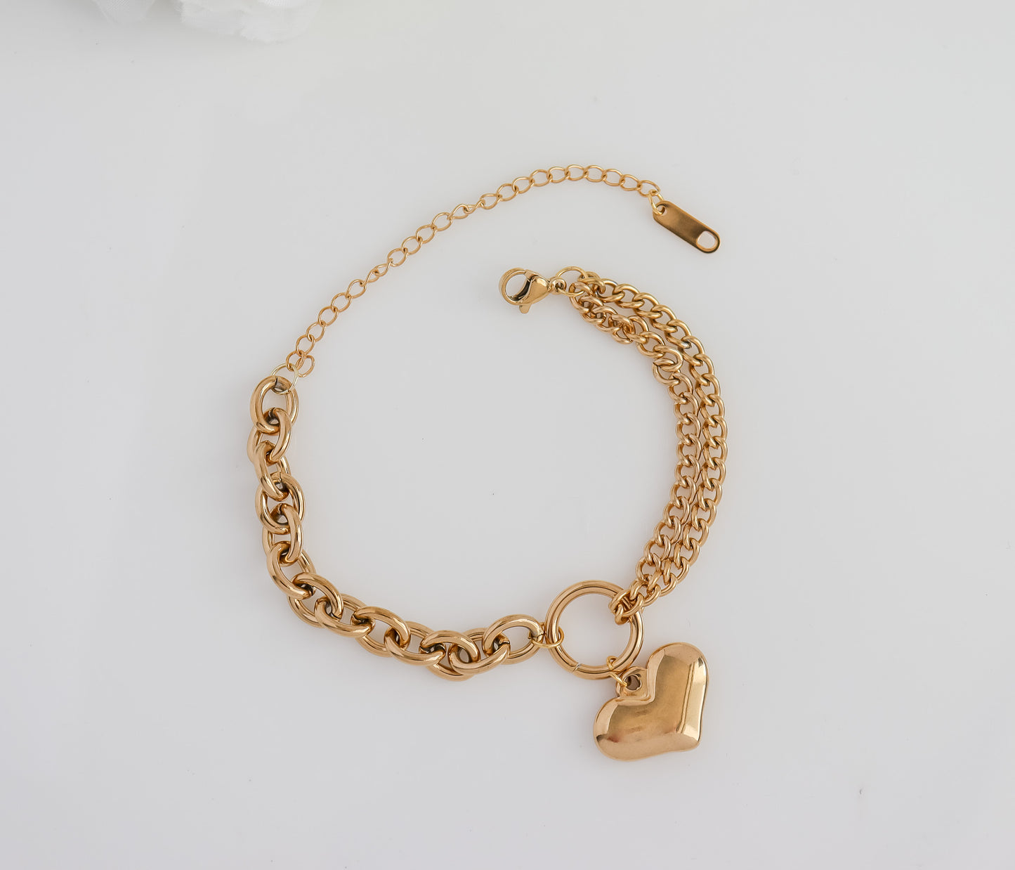 Mix Chains Heart Charm Bracelet