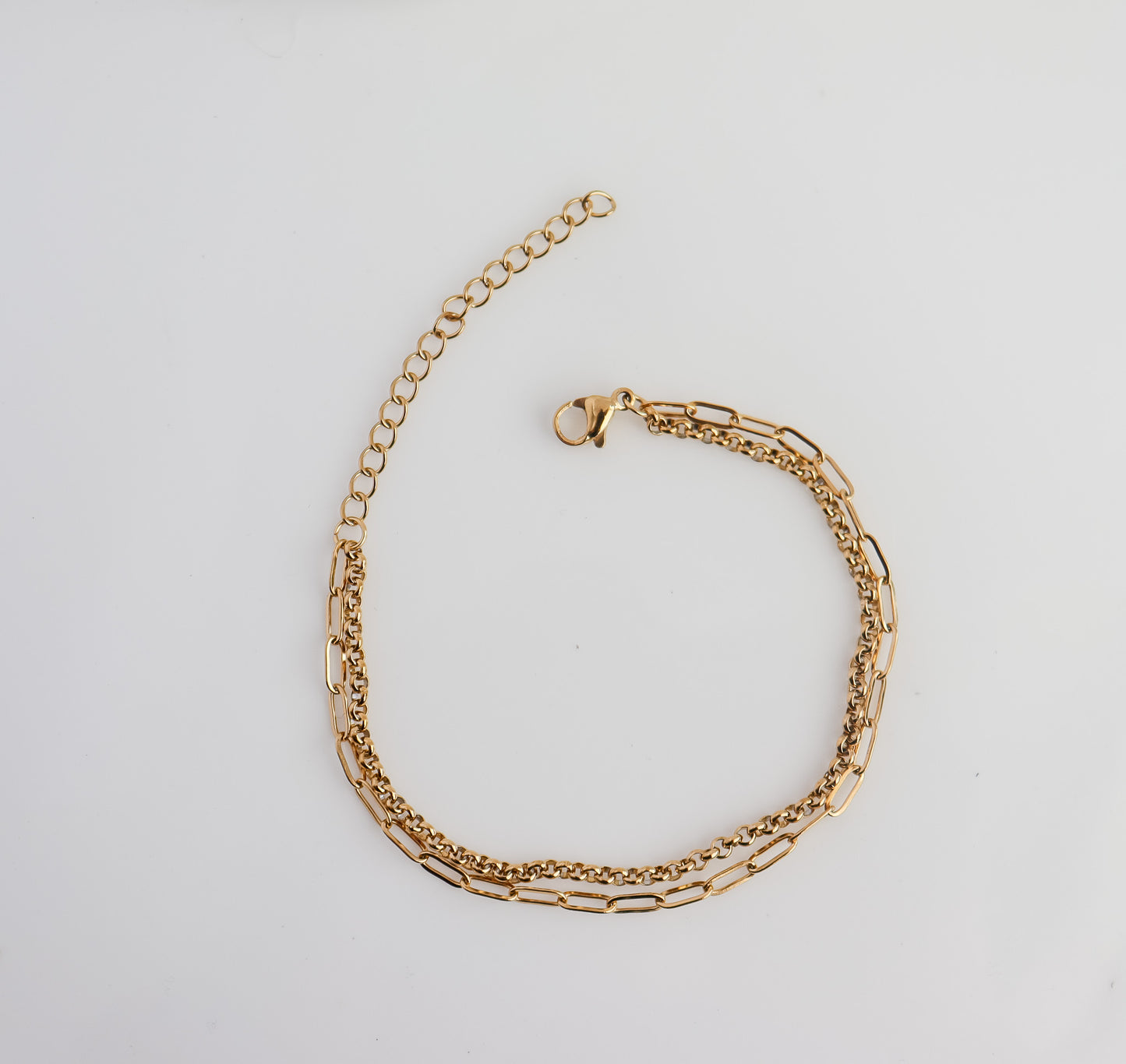 Layered Block and Cable Chain Bracelet