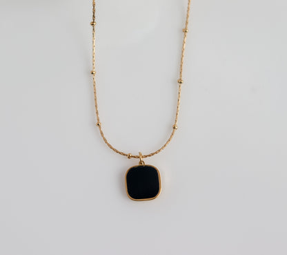 Squircle Onyx Necklace