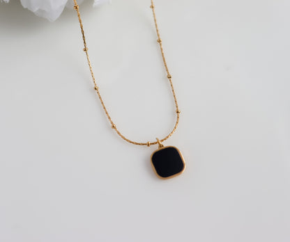 Squircle Onyx Necklace