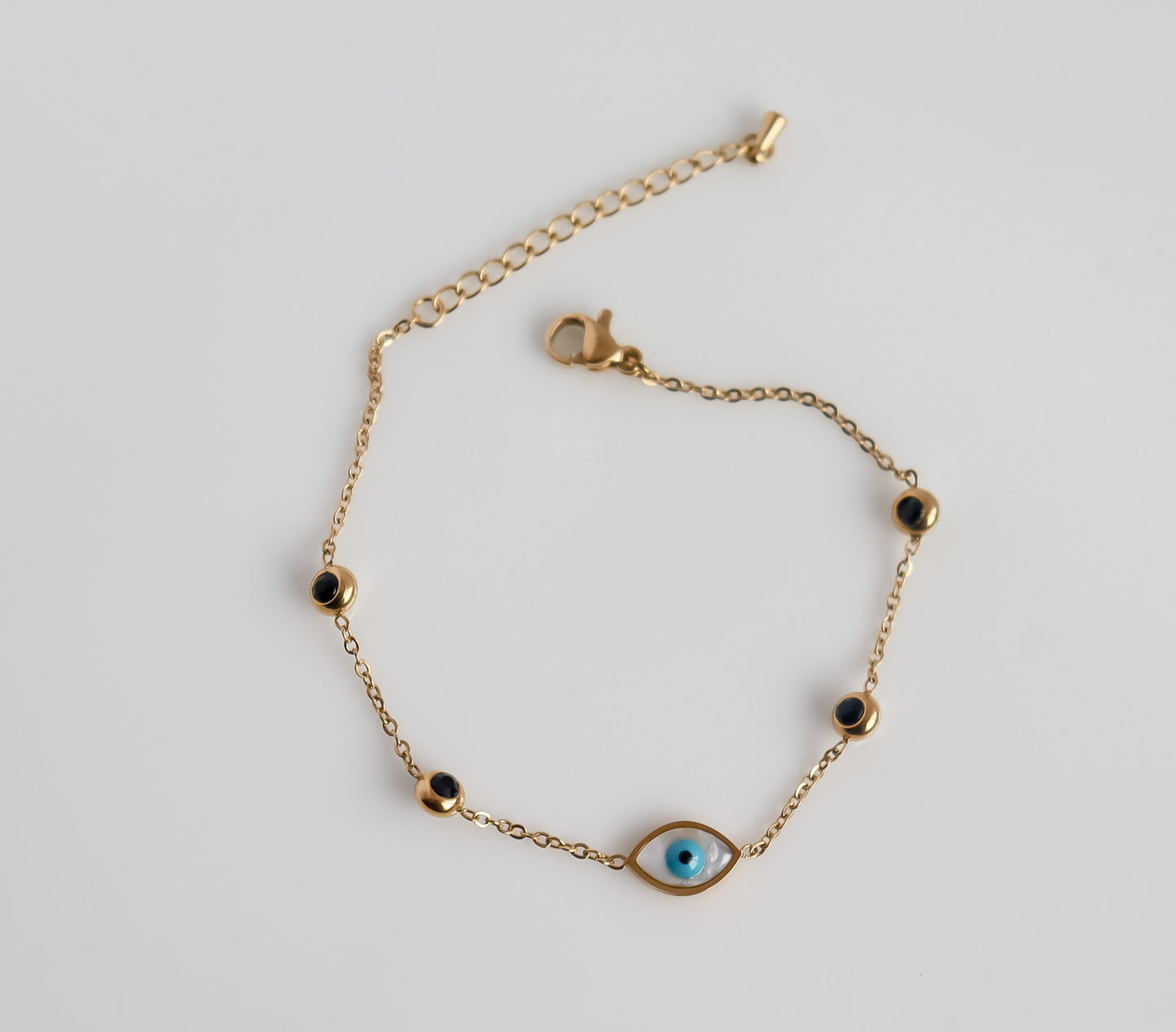 Blue Evil Eye Beaded Chain Braclet