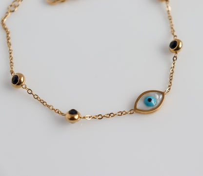 Blue Evil Eye Beaded Chain Braclet