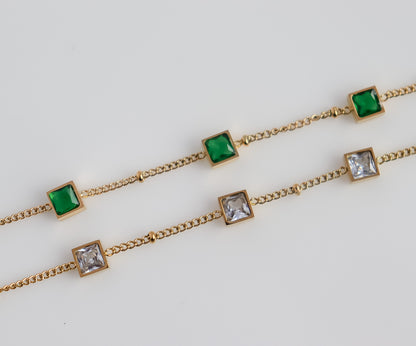 Square Cut Gem Bracelet