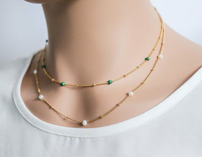 Stone Dotted Chain Necklace