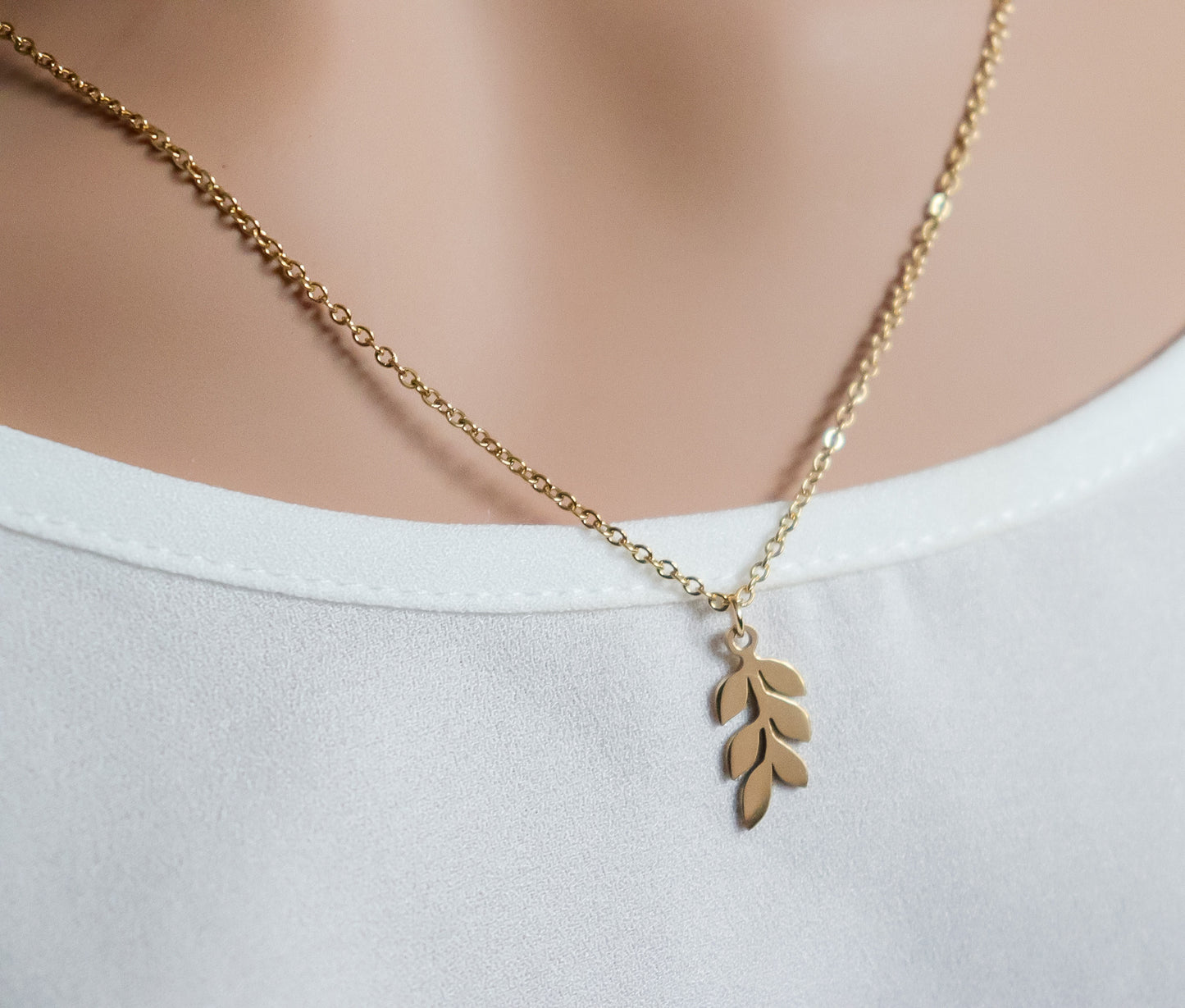 Olive Branch Pendant Necklace