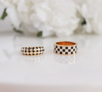 Checkered Style Statement Ring