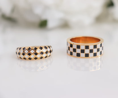 Checkered Style Statement Ring