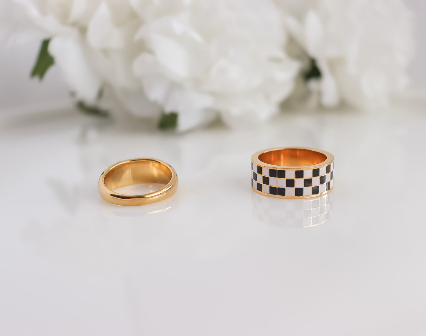 Checkered Style Statement Ring