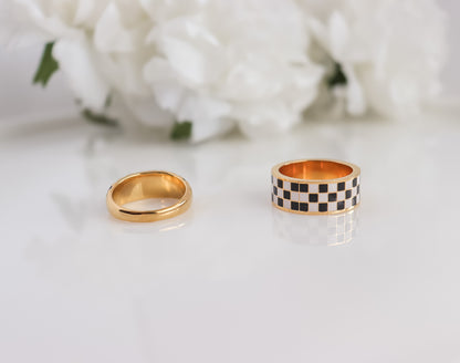 Checkered Style Statement Ring