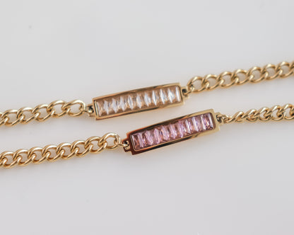 Zircon Bar Curb Chain Bracelet