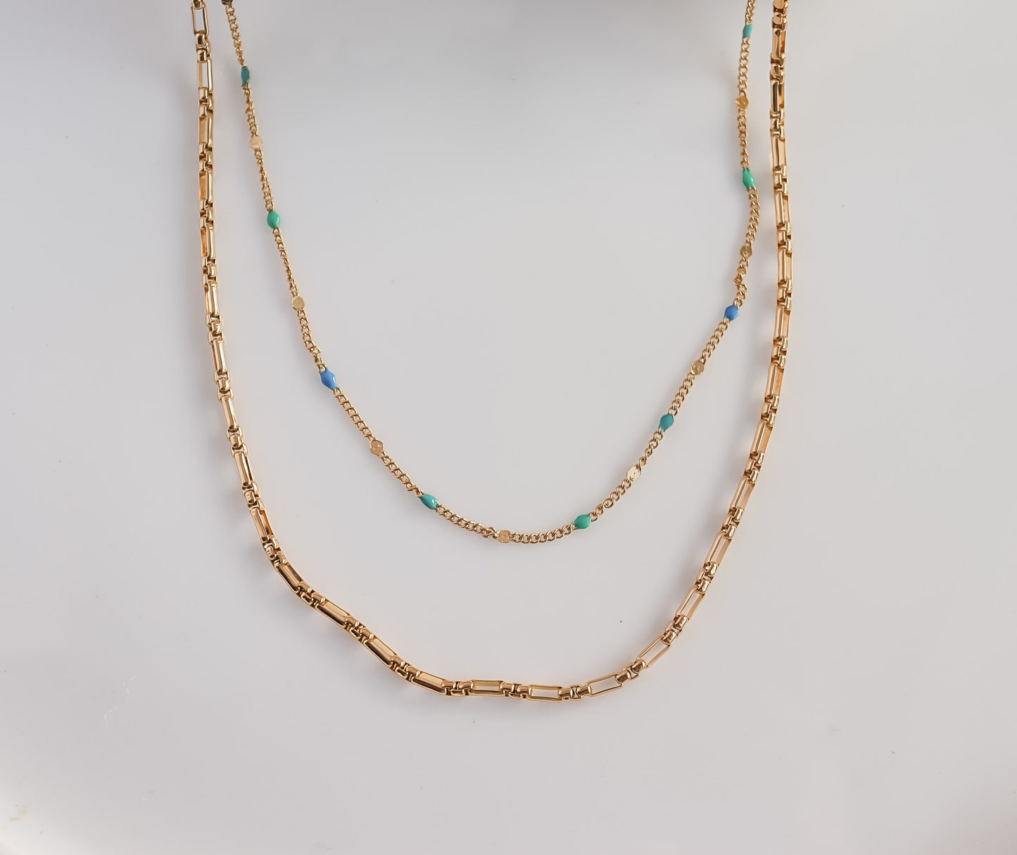 Blue Accent Double Layered Necklace/Bracelet